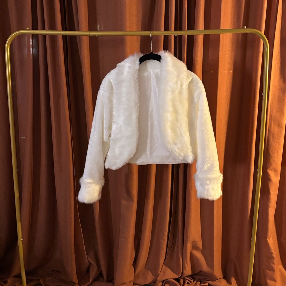 Cropped White Faux Fur Jacket!